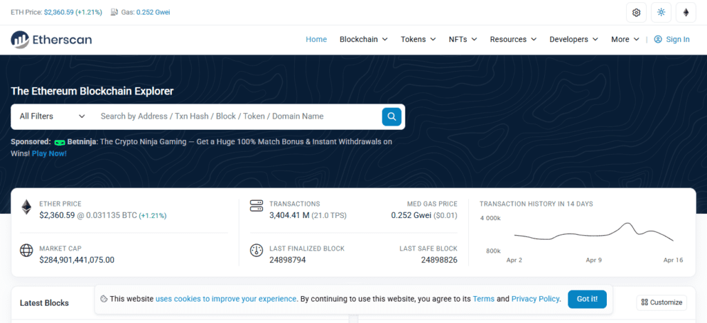 Etherscan/Blockchain Explorers