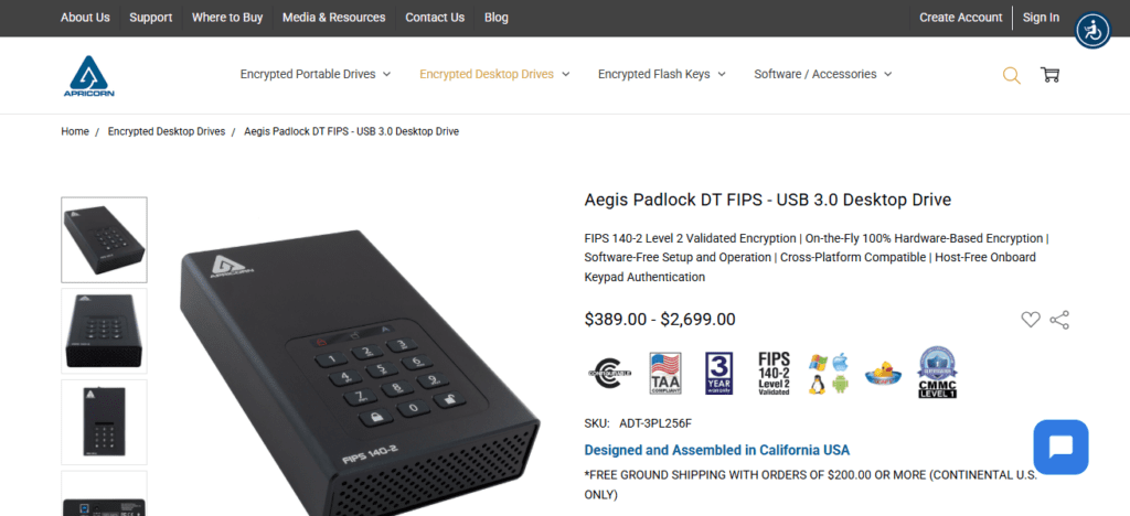 Apricorn Aegis Padlock DT FIPS