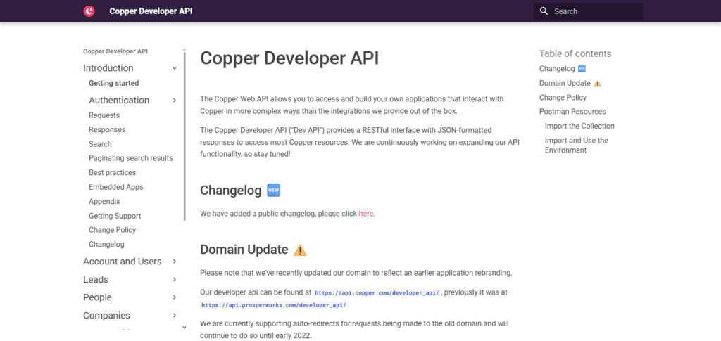 Copper API