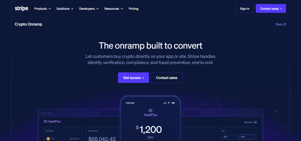 Stripe Crypto On-Ramp / Bridge